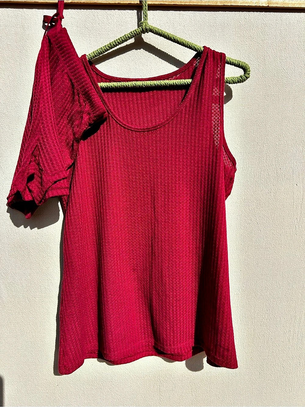 Red Knit Layered Tank Top and Shorts sleep wear Like New